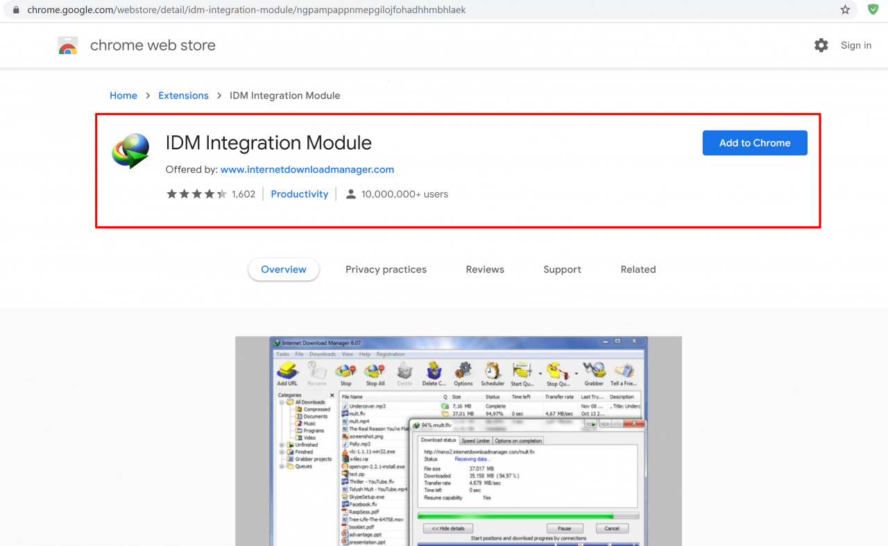 How to configure IDM extension for Chrome?