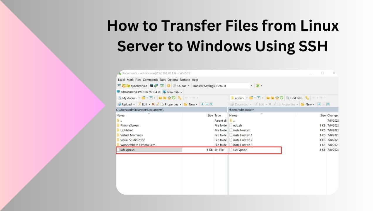 transfer file from linux to windows ssh