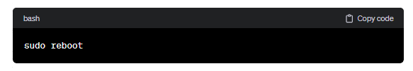 sudo reboot