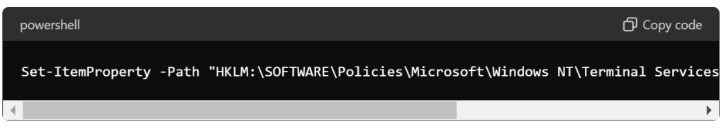 To disable the restriction on single sessions using PowerShell