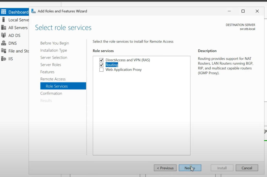 select DirectAccess and VPN