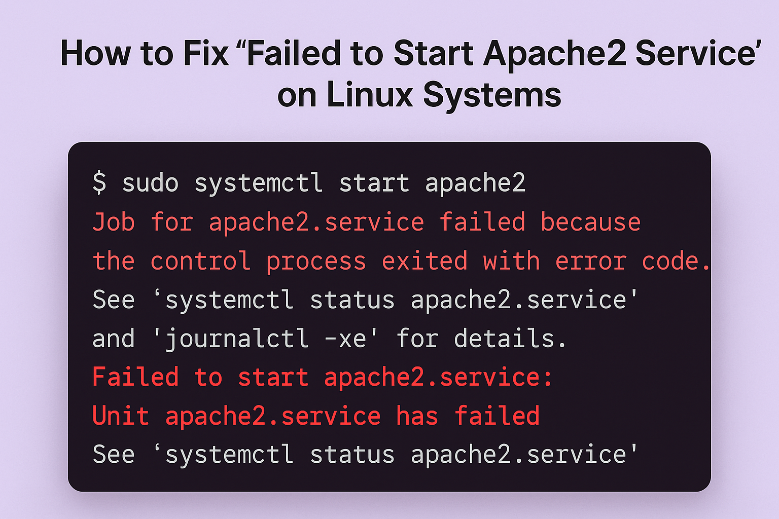 How to Fix “Failed to Start Apache2 Service” How to Fix “Failed to Start Apache2 Service”
